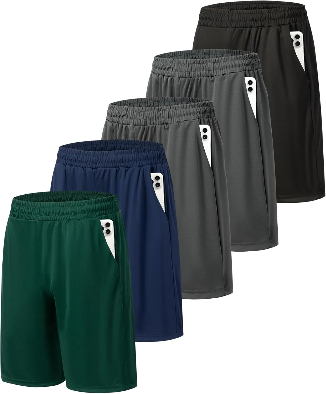 5 Pack Mens Athletic Gym Shorts Workout Quick Dry Running Lightweight Basketball Shorts with Pockets