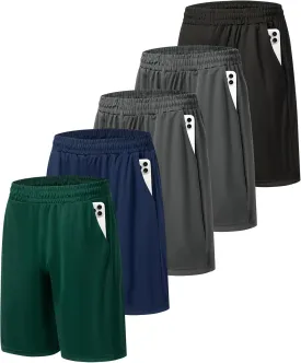 5 Pack Mens Athletic Gym Shorts Workout Quick Dry Running Lightweight Basketball Shorts with Pockets