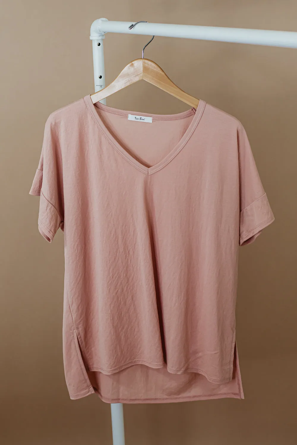 All Basic V Neck Tee, Pink