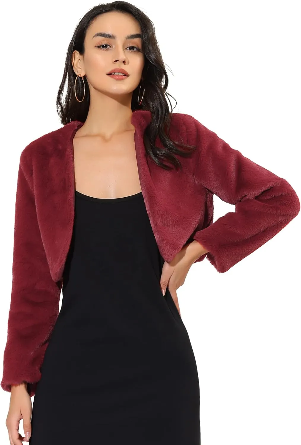 Allegra K Women's Evening Shrug Wedding Gown Fuzzy Formal Faux Fur Bolero Jacket