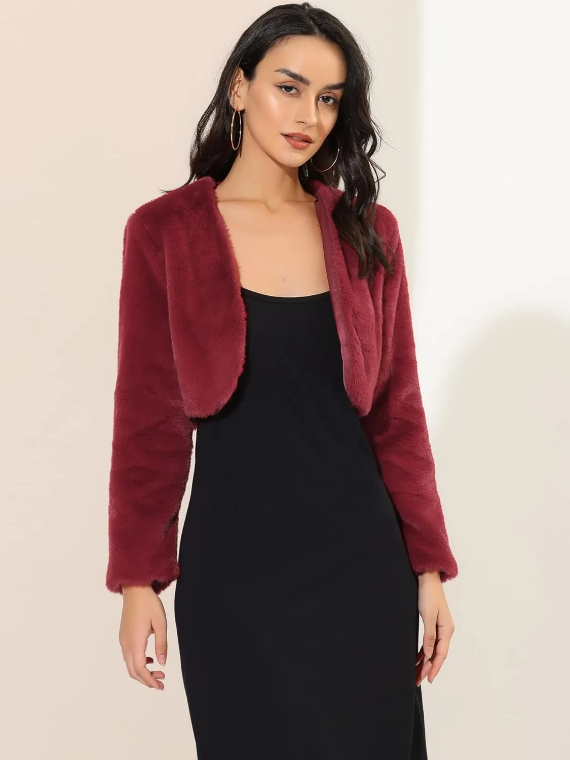 Allegra K Women's Evening Shrug Wedding Gown Fuzzy Formal Faux Fur Bolero Jacket