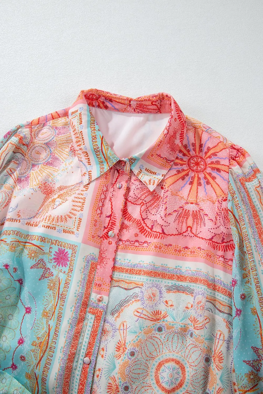 Chic Pink Patchwork Print Plus Size Dress