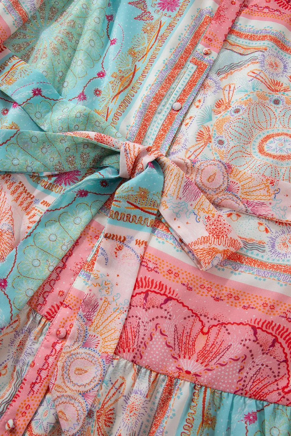 Chic Pink Patchwork Print Plus Size Dress