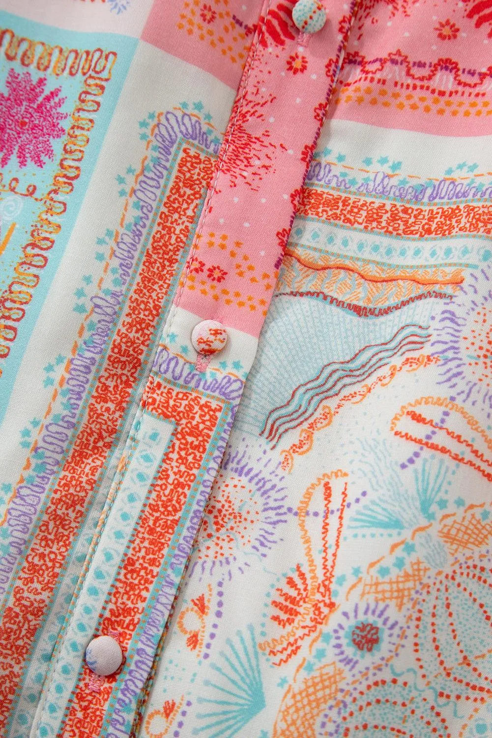 Chic Pink Patchwork Print Plus Size Dress