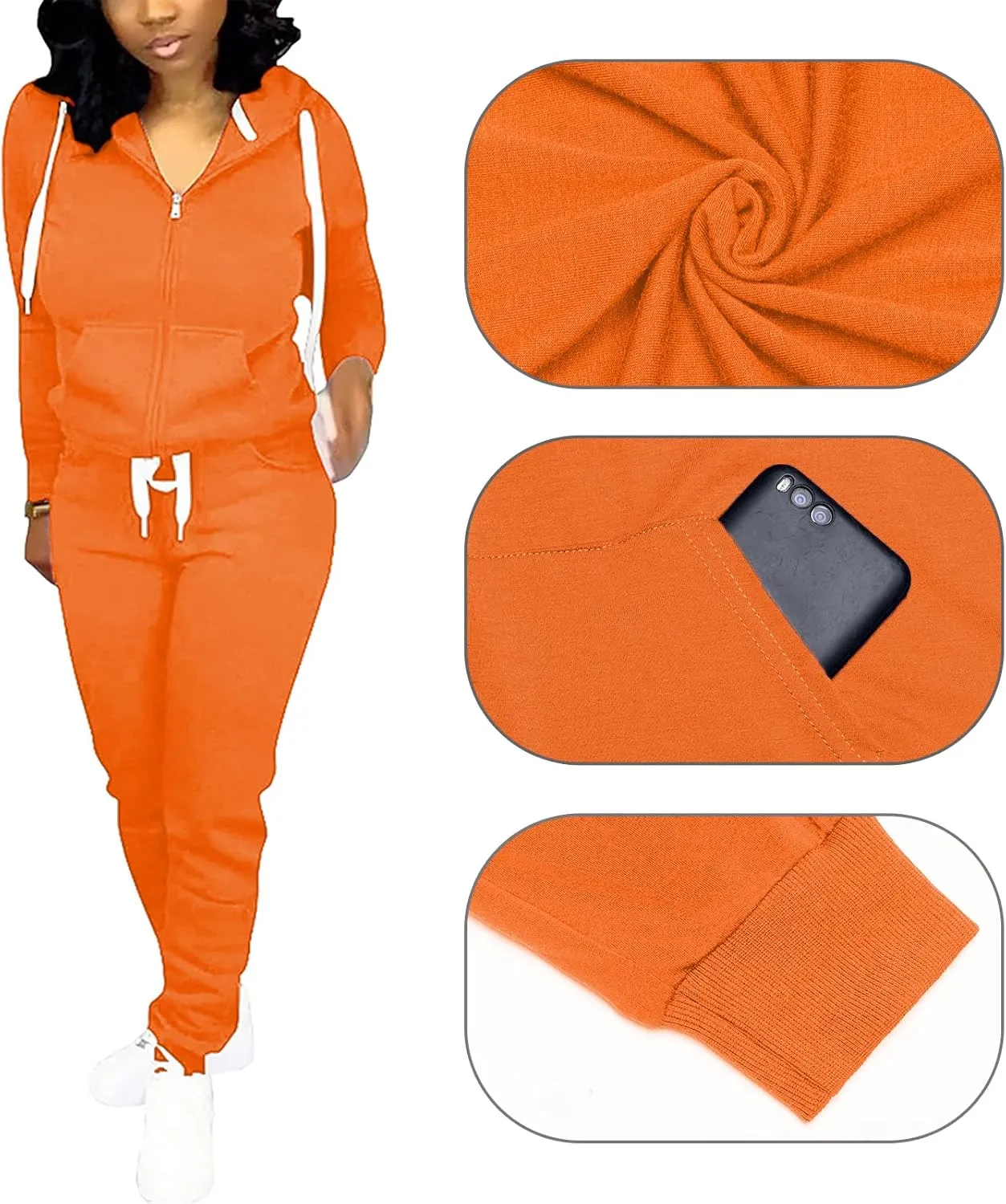 CLOCOR Track Suits for Women Set - Casual 2 Piece Outfits Sweatsuit Pocket Hoodies Long Sleeve with Patchwork Pants Set