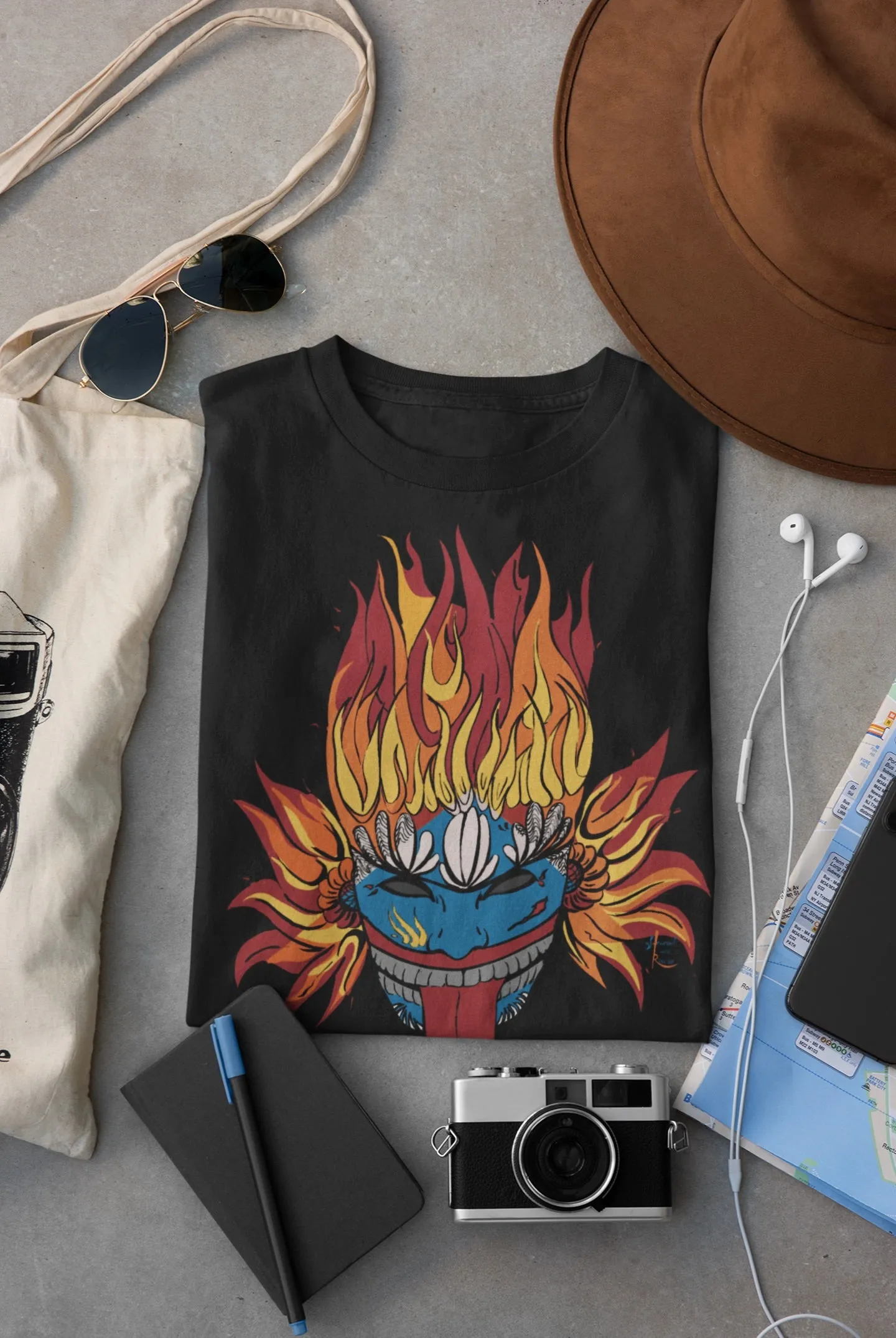 Fire Skull Novelty T-shirt