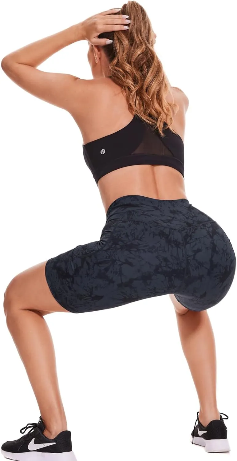 iniber Womens Biker Shorts with Pockets High Waist Workout Yoga Spandex Athletic Bicycle Leggings Shorts for Running
