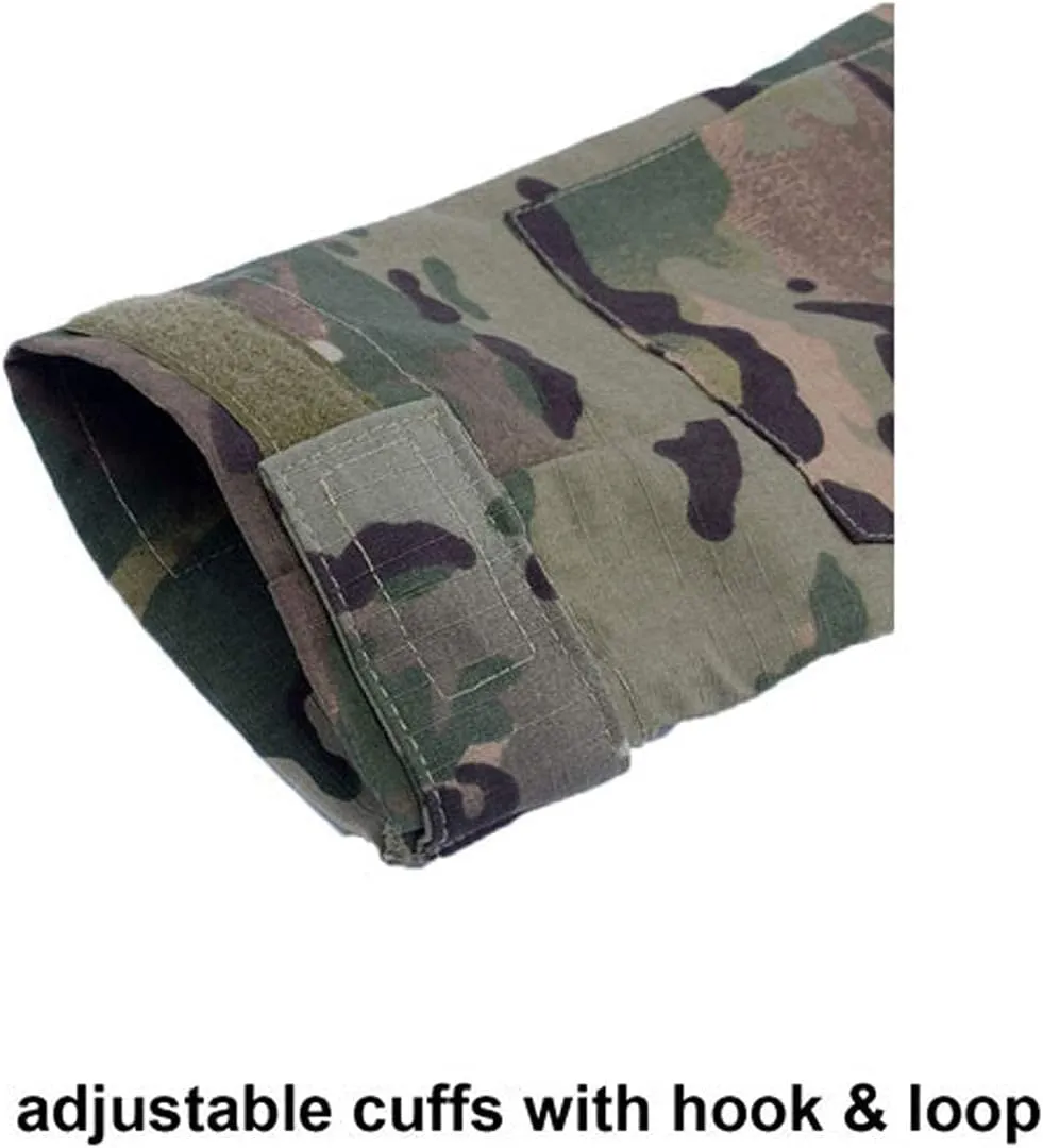LANBAOSI Men's Tactical Military Combat Shirt Rapid Assault Woodland Army Hunting Long Sleeve T-Shirt