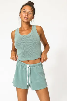 Layla Sweatshorts in Granite Green