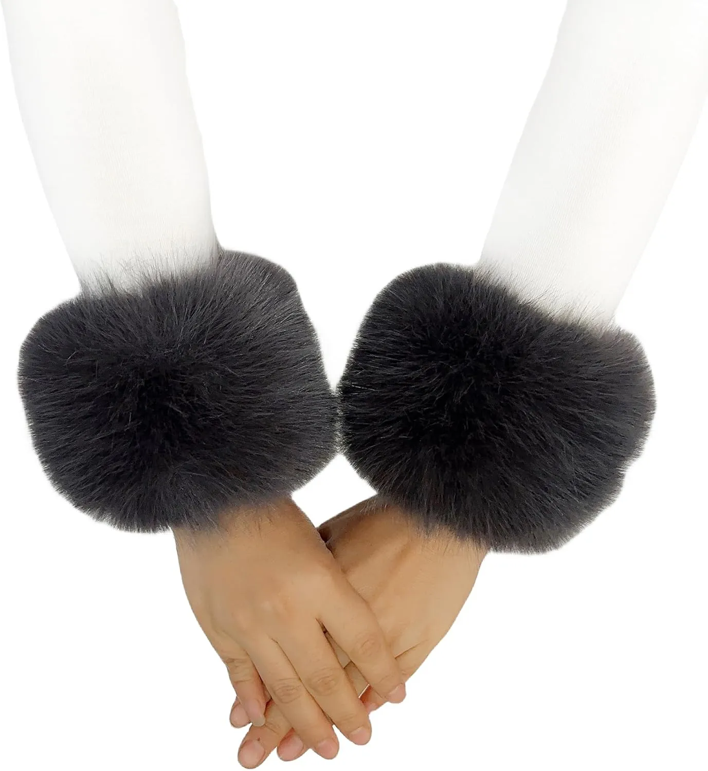 Lina & Lily Women's Winter Wrist Cuffs Warmers Faux Fur Fluffy