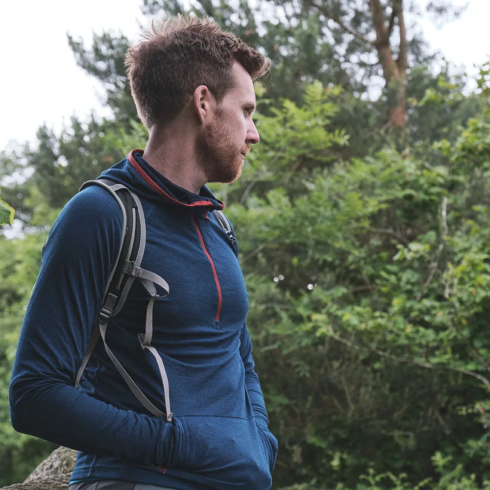 Mens Terreng Merino Blend Half Zip Hoodie (Navy)