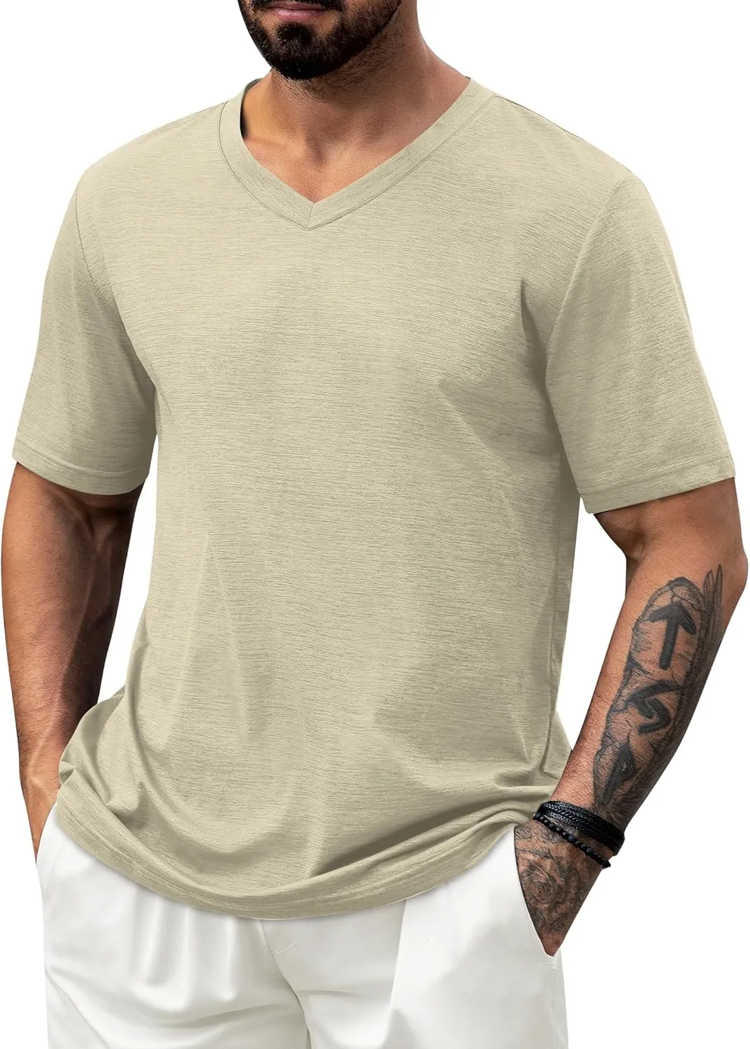 NIASHOT Mens T Shirts Short Sleeve Classic V Neck T-Shirt Casual Summer Basic Tee Shirt