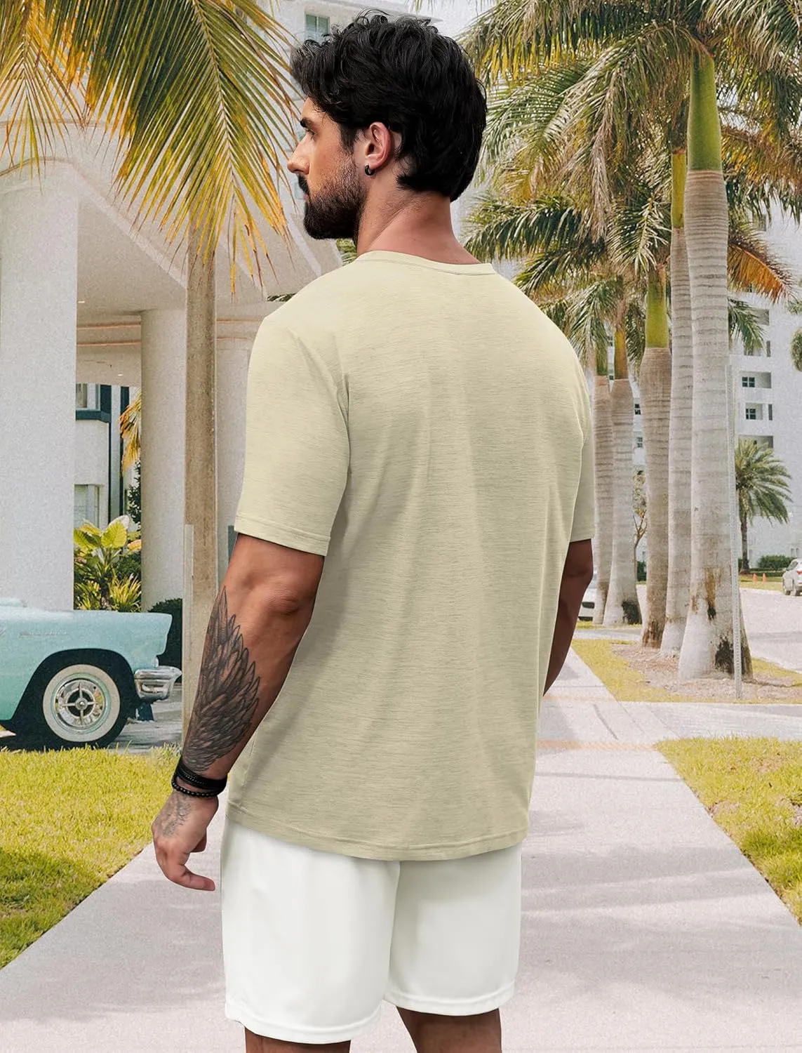 NIASHOT Mens T Shirts Short Sleeve Classic V Neck T-Shirt Casual Summer Basic Tee Shirt