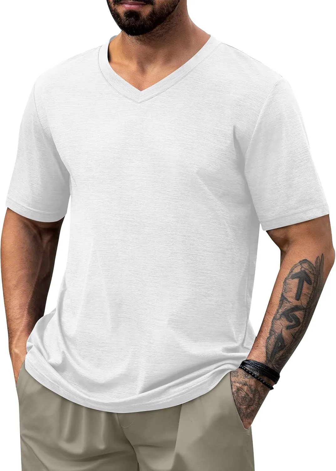 NIASHOT Mens T Shirts Short Sleeve Classic V Neck T-Shirt Casual Summer Basic Tee Shirt