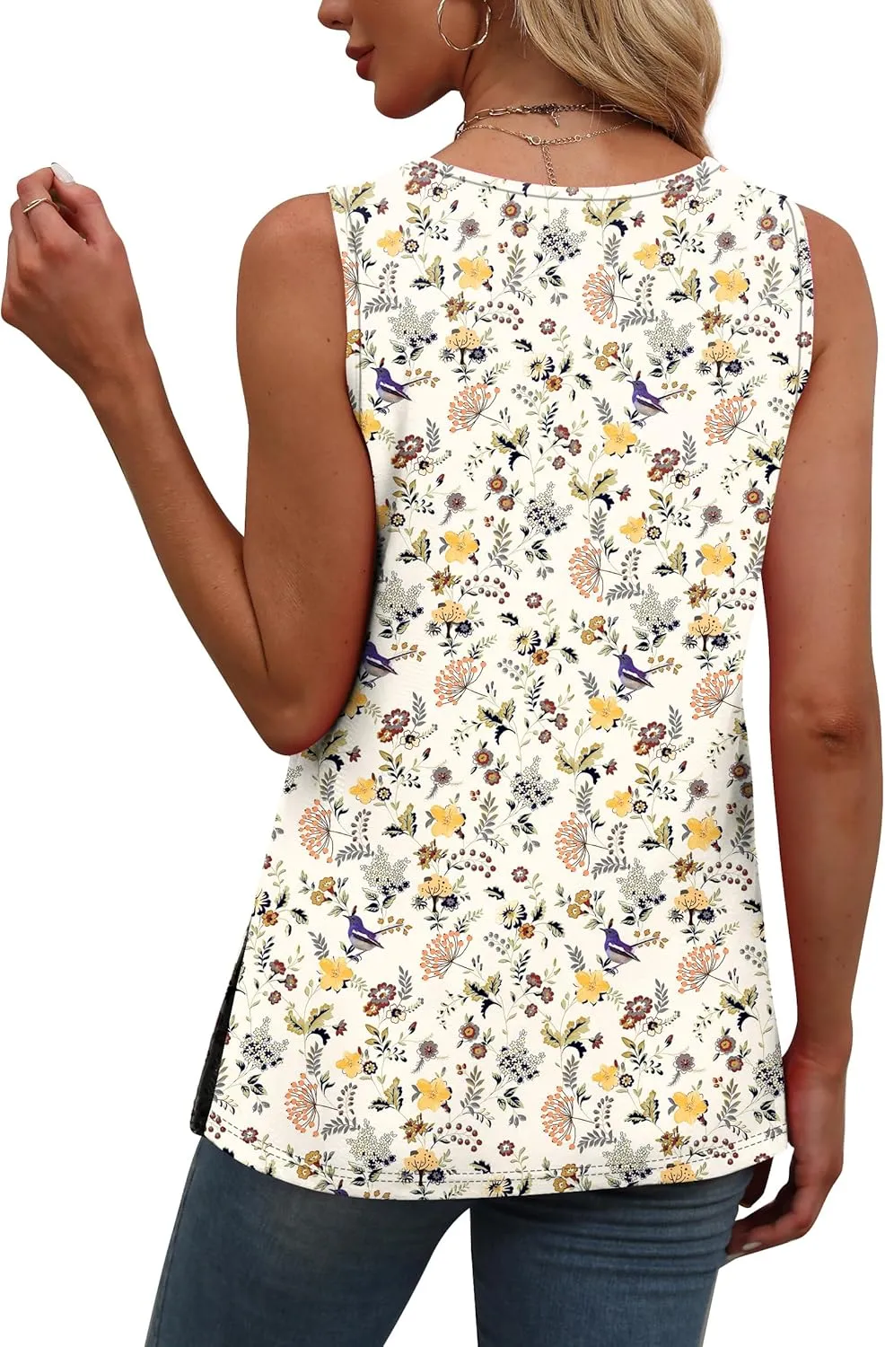 OFEEFAN Womens Tank Tops Square Neck Summer Loose Fit Casual Basic Fashion Flowy Sleeveless