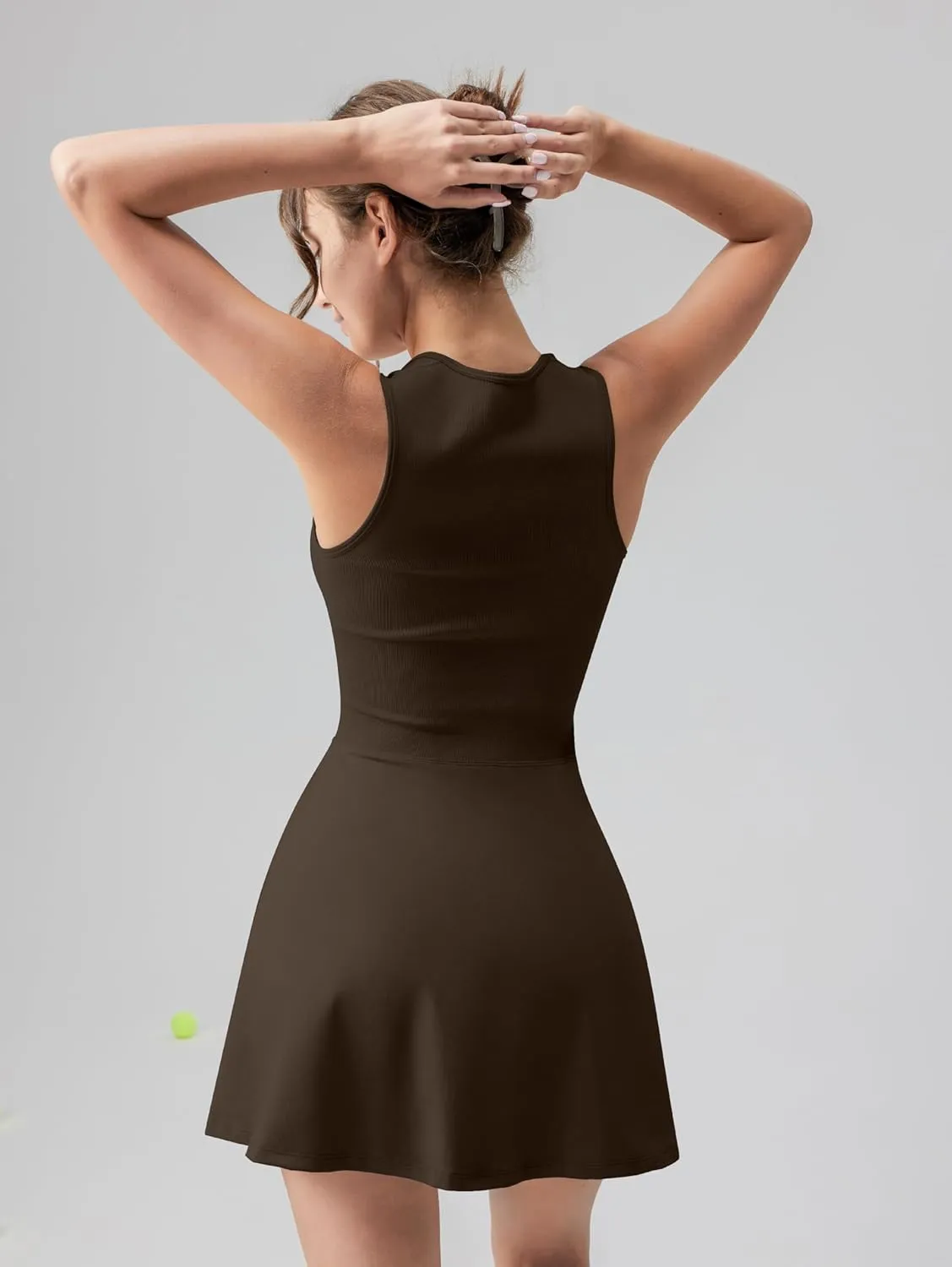 OQQ Women's Square Neck A-line Dress Sleeveless Tank Top Stretch Flare Mini Dresses