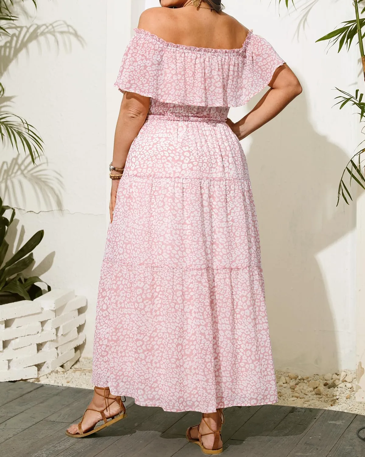 Plus Size Chiffon Off The Shoulder Maxi Long Floral Summer Casual Beach Boho Sundress Women 2024