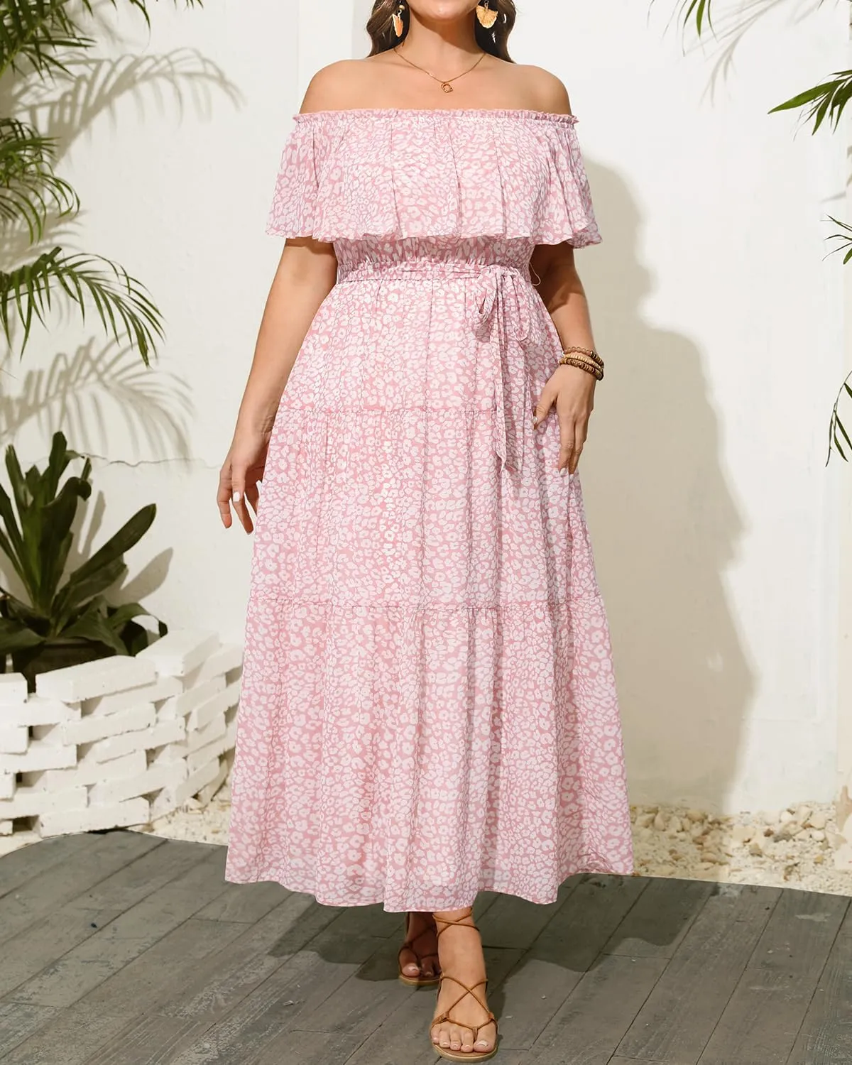 Plus Size Chiffon Off The Shoulder Maxi Long Floral Summer Casual Beach Boho Sundress Women 2024