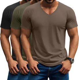 Riyiper 3 Pack Men's V Neck T-Shirts Short Sleeve Curved Hem Casual Shirts Raglan Soft Basic Tee 2025 Summer Clothes
