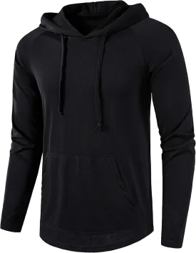 SIR7 Men's Gym Workout Active Long Sleeve Pullover Lightweight Hoodie Casual Hooded Sweatshirts