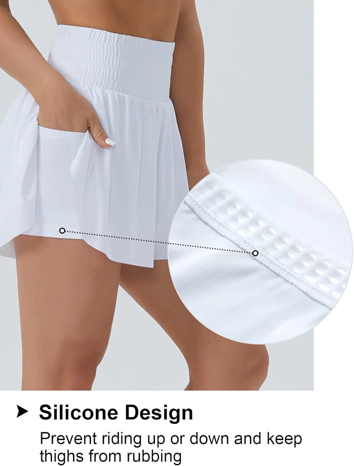 THE GYM PEOPLE Women's High Waisted Flowy Running Shorts 2 in 1 Athletic Workout Skirt Shorts