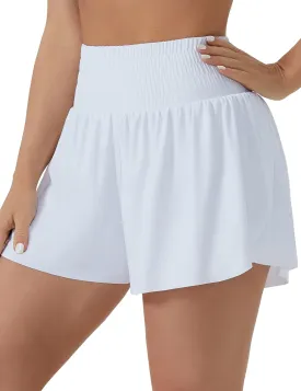 THE GYM PEOPLE Women's High Waisted Flowy Running Shorts 2 in 1 Athletic Workout Skirt Shorts