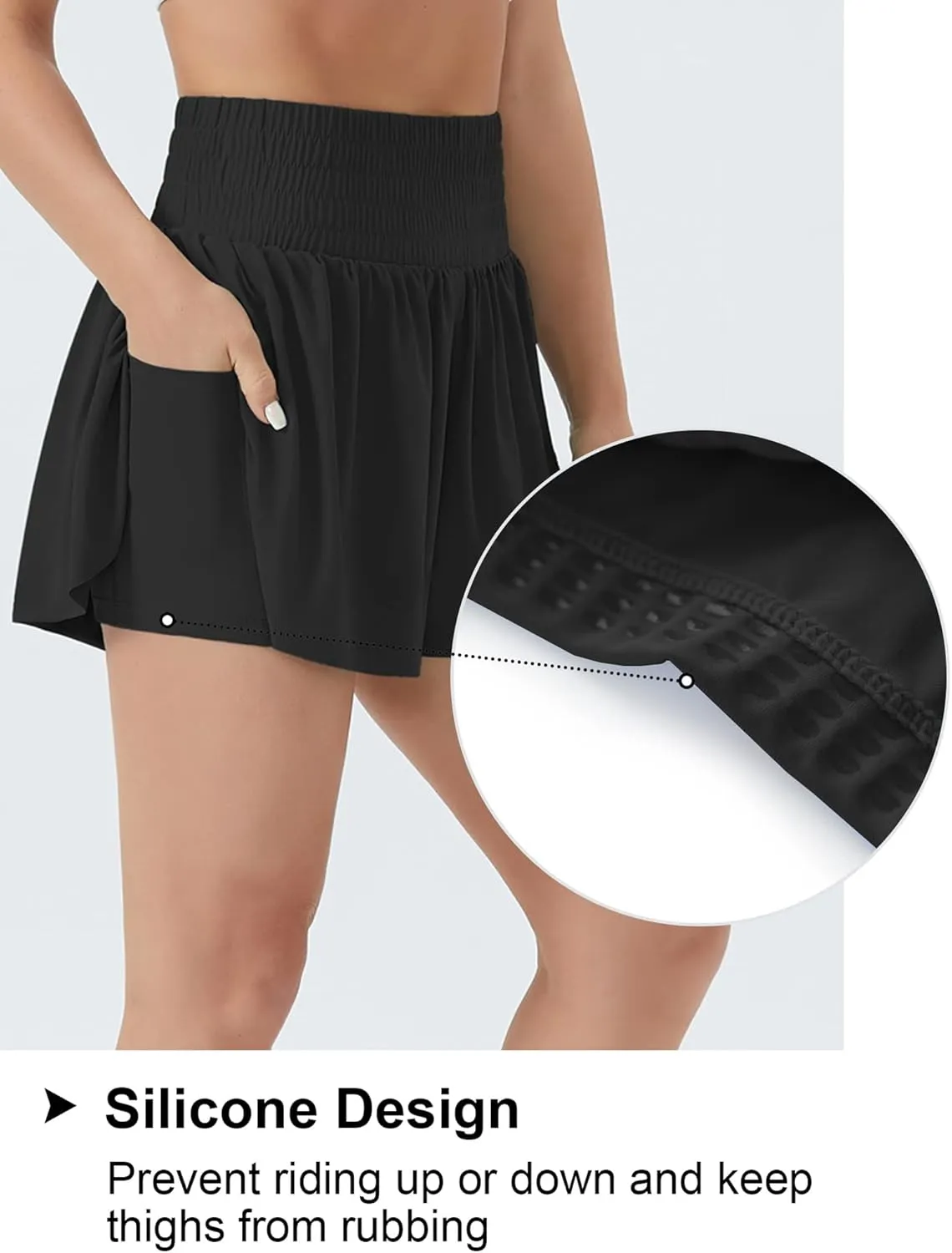 THE GYM PEOPLE Women's High Waisted Flowy Running Shorts 2 in 1 Athletic Workout Skirt Shorts