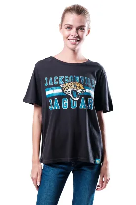 Ultra Game NFL Official Women's Distressed Graphics Super Soft Crew Neck T-Shirt, Jacksonville Jaguars, Team Color|Jacksonville Jaguars