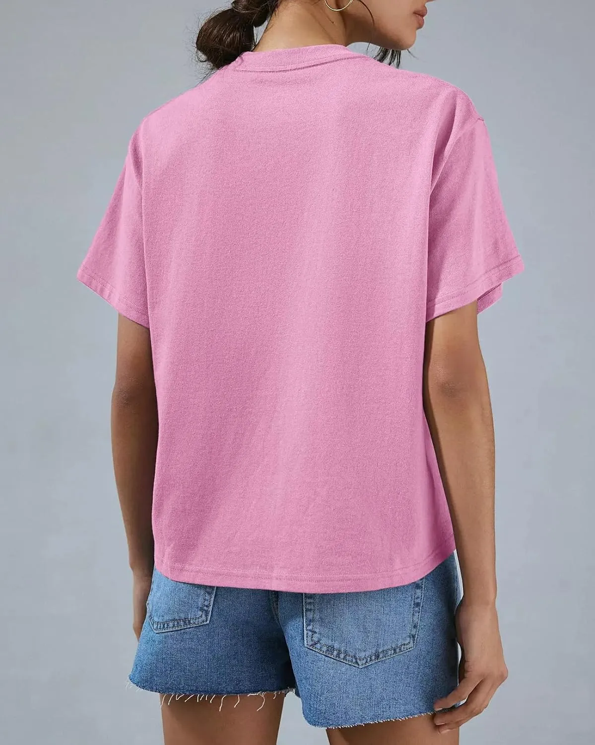 Women's Essentials Crewneck Short Sleeve T-Shirts Casual Boxy Tee Summer Tops Relaxed Fit