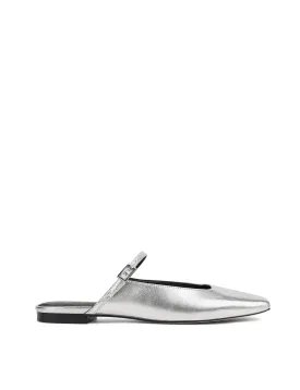 Xanthe Mary Jane Mules - Silver Metallic Leather